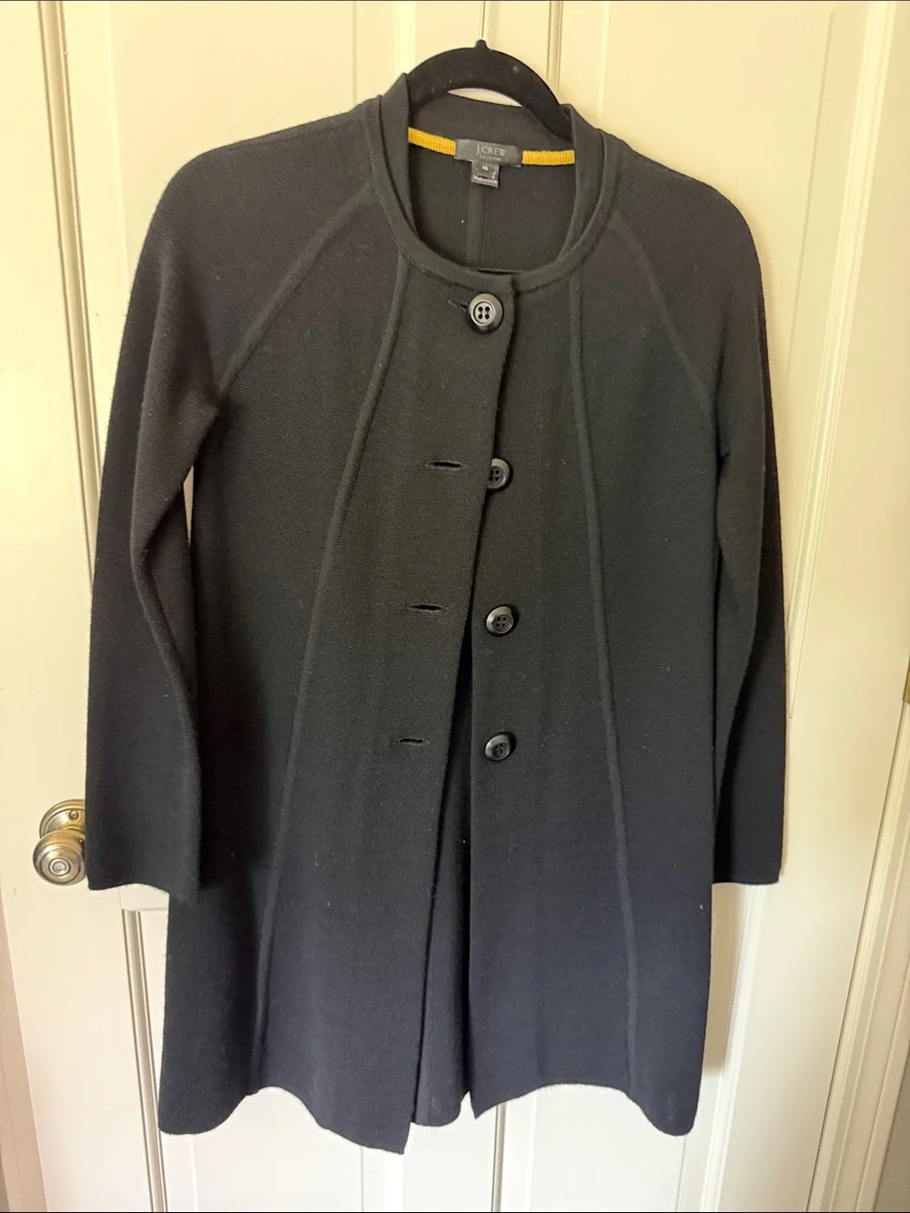 J. Crew Black Button-Front Knit Coatigan